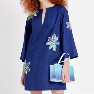 kate spade ♠️- $398 Navy Mainline Embroidered Floral Tunic, Size Medium